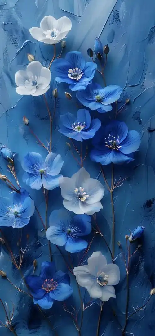 在深邃的蓝色背景下,这款手机壁纸仿佛带你进入了一个梦幻般的世界.