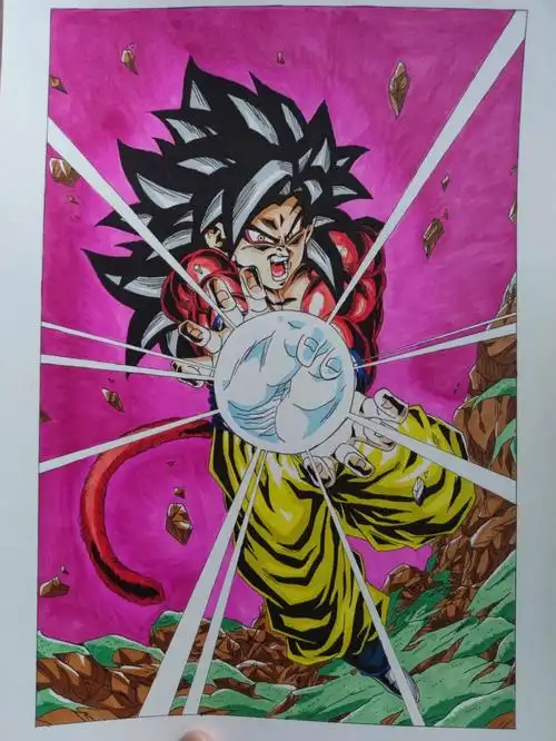 龙珠超级赛亚人4马克笔手绘