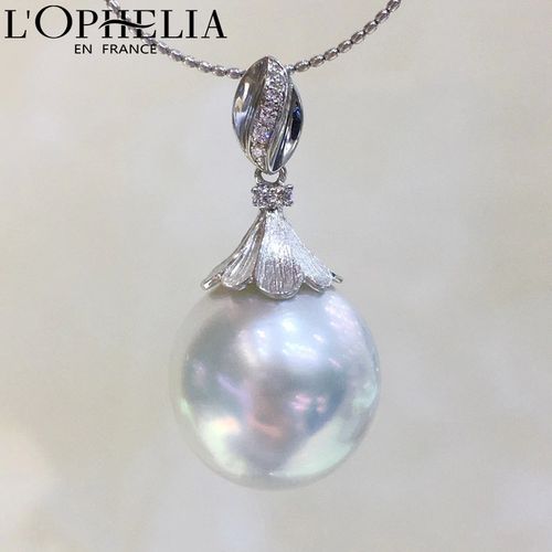 lophelia澳洲南洋海水白珍珠吊坠18k金钻石简约款式珍珠项链女
