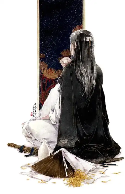 伊吹五月古风原创九州志葵花白发抄手绘插画