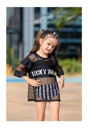 2019汐琪新款儿童泳衣 女童比基尼 港风儿童泳衣 女童分体泳衣 白色 s