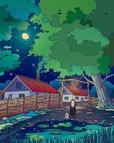 插画师luuuxiaillustration将宫崎骏动漫中的风景制