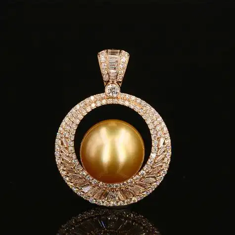 已售仅供款式参考18k天然海水菲律宾金珠吊坠时尚大气金珍珠吊坠镶嵌