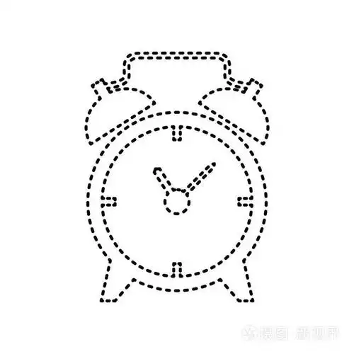 闹钟的标志.矢量.白色背景上的黑色虚线的图标.分离