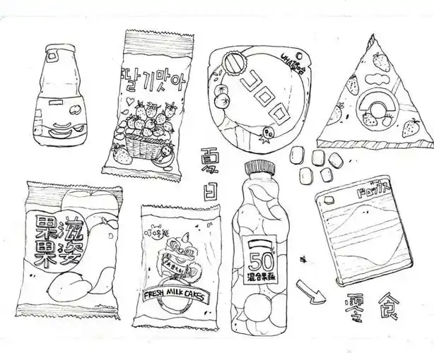 钢笔淡彩夏日小零食内含小视频