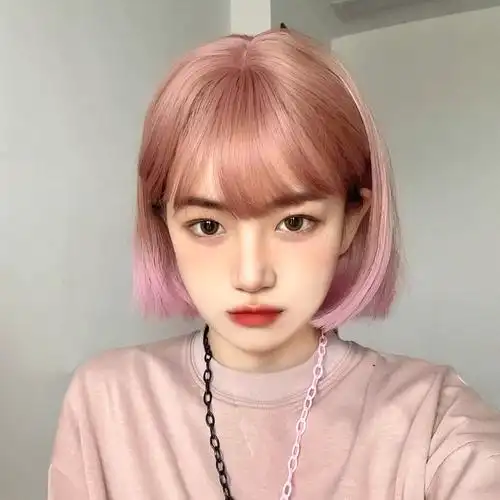 假发bobo自然少女jk头日学生短发减龄粉色整顶假发