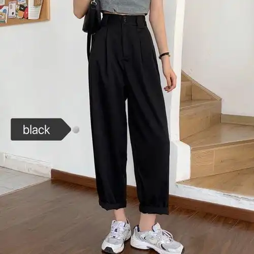 夏季套装女两件套上衣套装女夏裤子女学生韩版宽松显瘦直筒阔腿西装裤