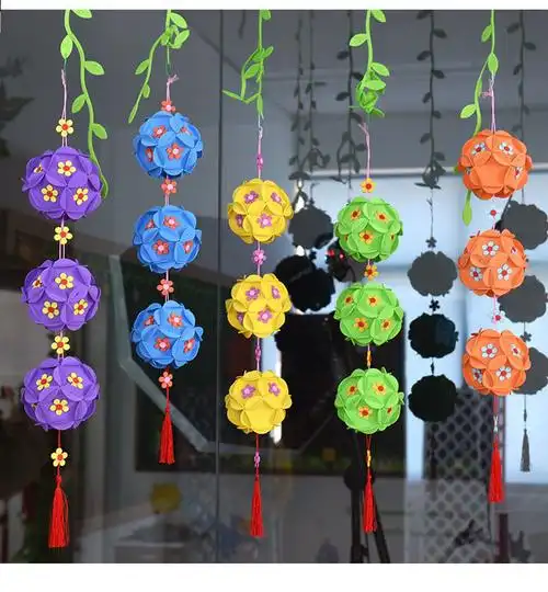 三月三手工材料广西壮族手工幼儿园绣球diy制作挂饰吊饰教室走廊环创