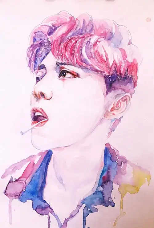 鹿晗水彩插画|插画|创作习作|冰冰梁哎 - 原创作品 - 站酷 (zcool)