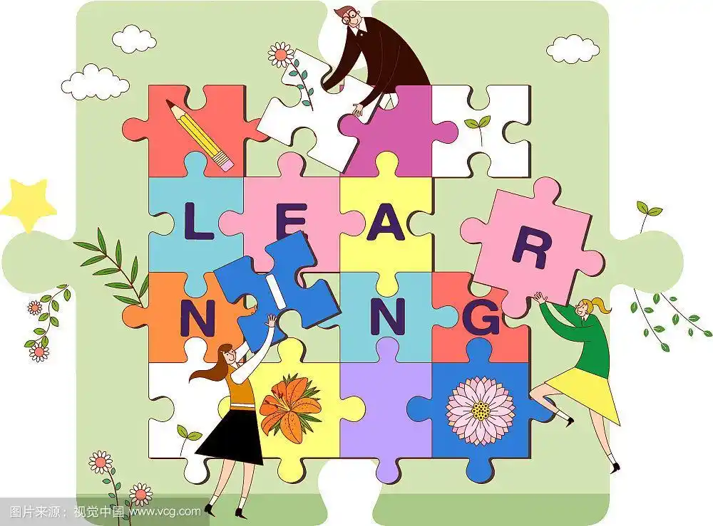 人们把拼图拼在一起的插图