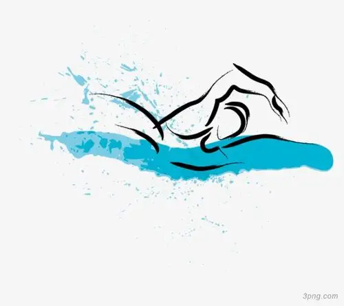 卡通手绘游泳健儿png素材透明免抠图片装饰效果