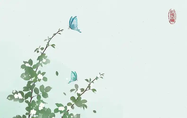 古风插画蝴蝶蔷薇花