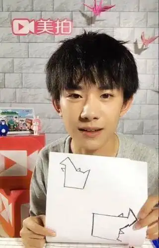 美拍里面易烊千玺画的千纸鹤图片