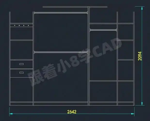 常规 用来表达内部结构的衣柜正视图;教 程 示 范●本文仅介绍cad用于