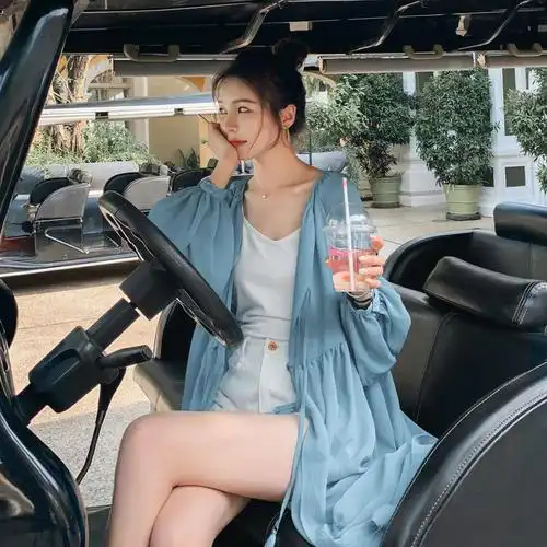 超仙的中长款防晒衣女2021夏季新款宽松显瘦两穿休闲外搭薄外套潮