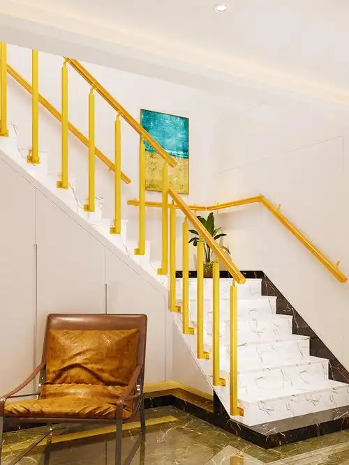 楼梯扶手侧装楼梯室内立柱家用复式极简简约现代阁楼铁艺木质网红