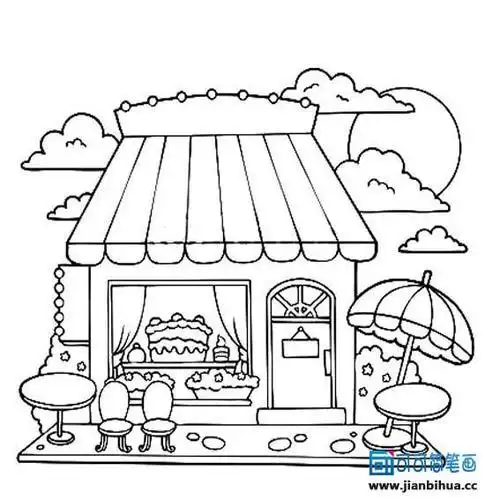店建筑的简笔画