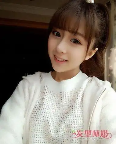 圆形脸绑马尾适合什么刘海 脸圆的女生适合什么刘海图片(4)