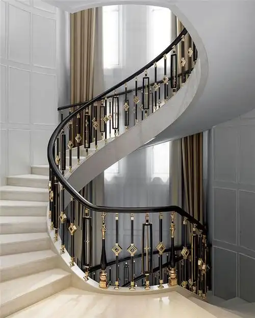 孔雀绿楼梯扶手铜楼梯厂家铝美楼梯厂家欧式法式楼梯厂