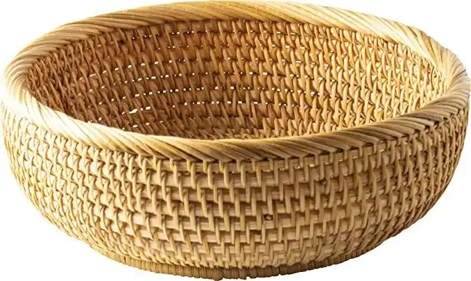 jade temple 装饰碗由藤条制成,圆形,直径20厘米,高6.