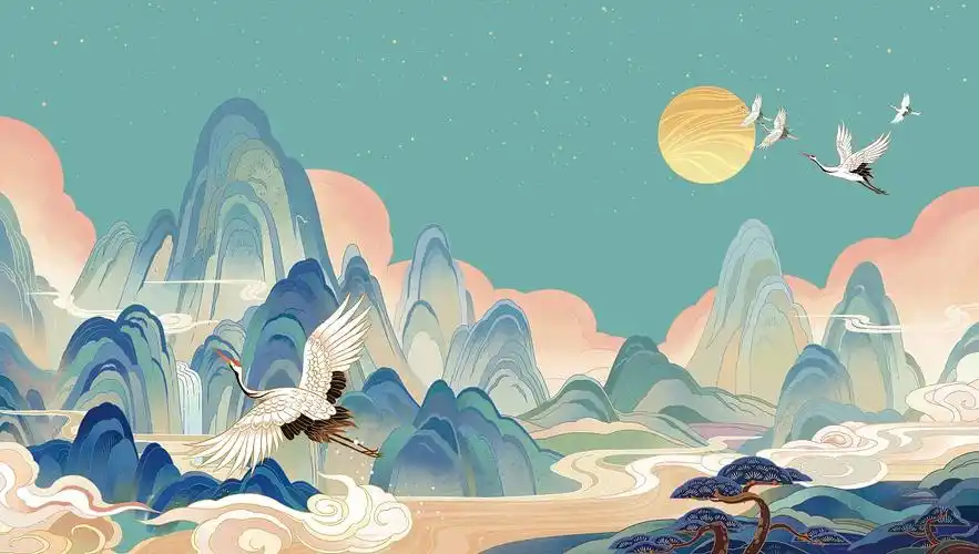 oppo电视壁纸-千里江山|插画|商业插画|鸣川 - 原创作品 - 站酷