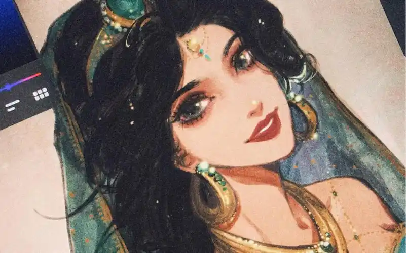 阿莘procreate用ipad画一个茉莉公主阿拉丁的异域美人苏丹扶桑