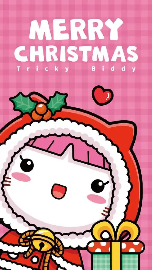 油爆叽丁圣诞节可爱卡通手机壁纸-卡通-手机壁纸下载-美桌网