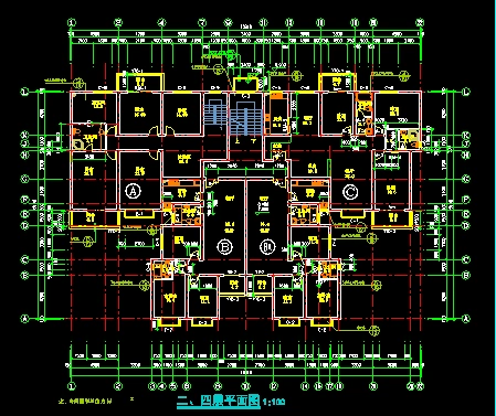 某6层住宅楼建筑设计cad施工平面图