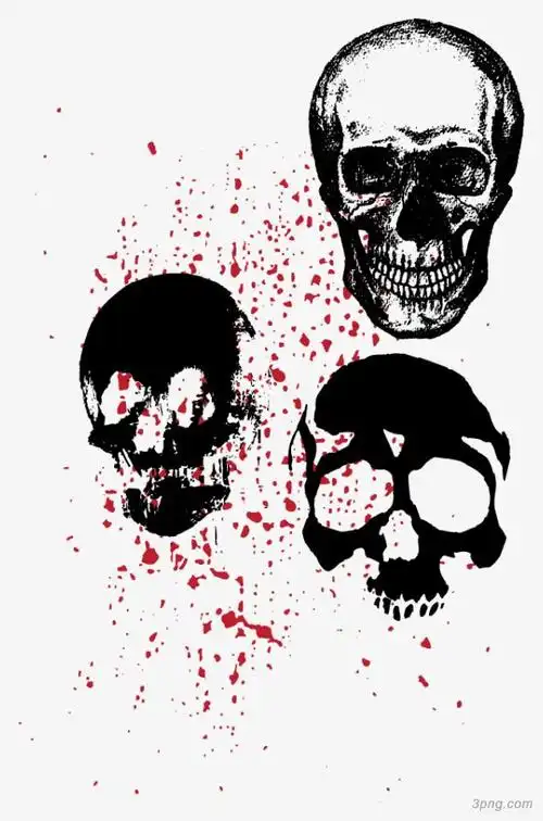 矢量带血骷髅头png素材透明免抠图片节日元素