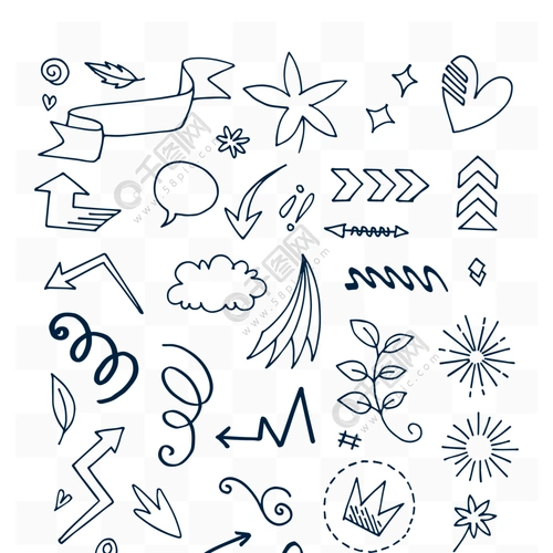 手绘几何形状背景点缀元素组合装饰图案素材