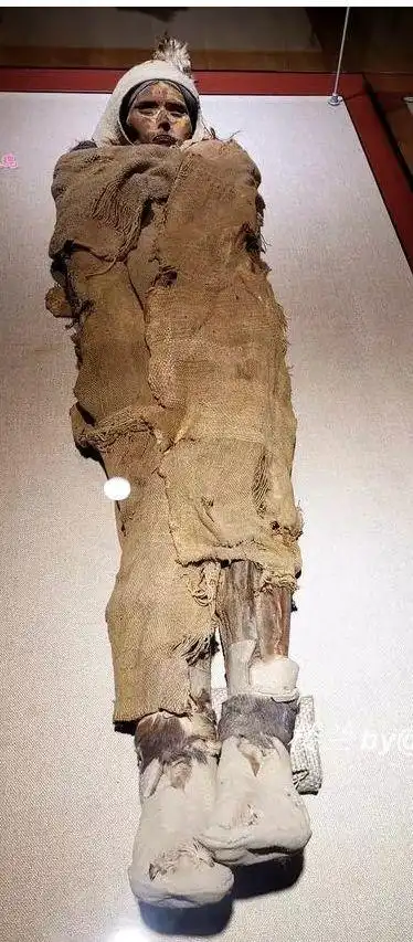 这是另外一具楼兰女尸,她小腹微隆,是一具肚中还有胎儿的尸体从五官上