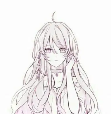 二次元上学简笔画简笔画 线稿 黑白配 动漫 唯美 壁纸 插画 头像 可爱