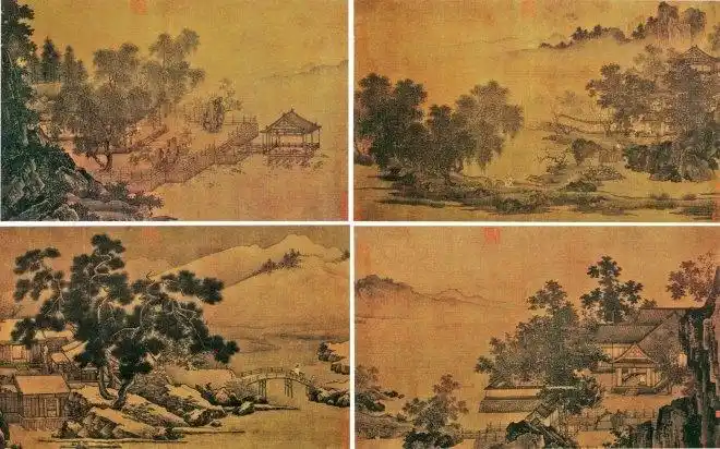 四景山水图|刘松年|历代名作欣赏|北京市问古斋书画社