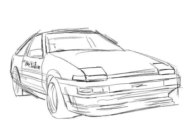 汽车手绘ae86头文字d