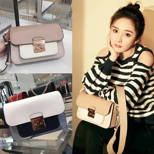 美国正品mk女包 sloan2018新款杨幂同款手提小方包单肩斜挎锁头包