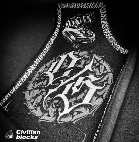 西海岸卡诺hiphop嘻哈oldschool花体字匪帮汽车四季通用地毯