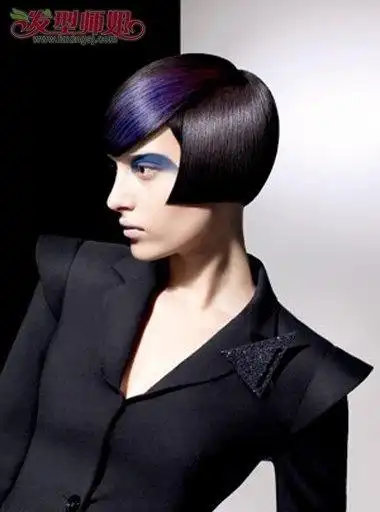 沙宣不对称烫发发型图片 沙宣短发到耳朵烫发(3)