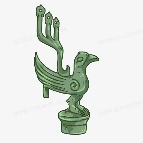 卡通手绘三星堆铜鸟素材