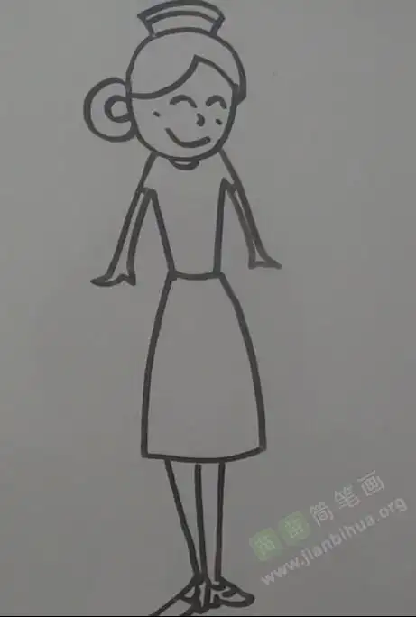 穿旗袍的女人简笔画带颜色
