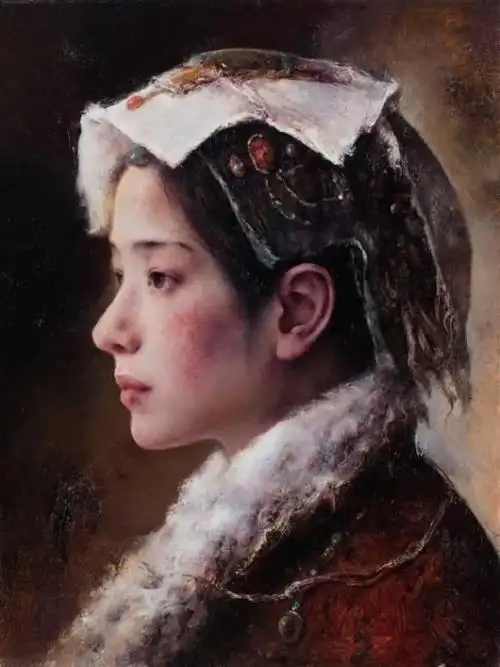 美丽的人物油画作品,简单而清澈