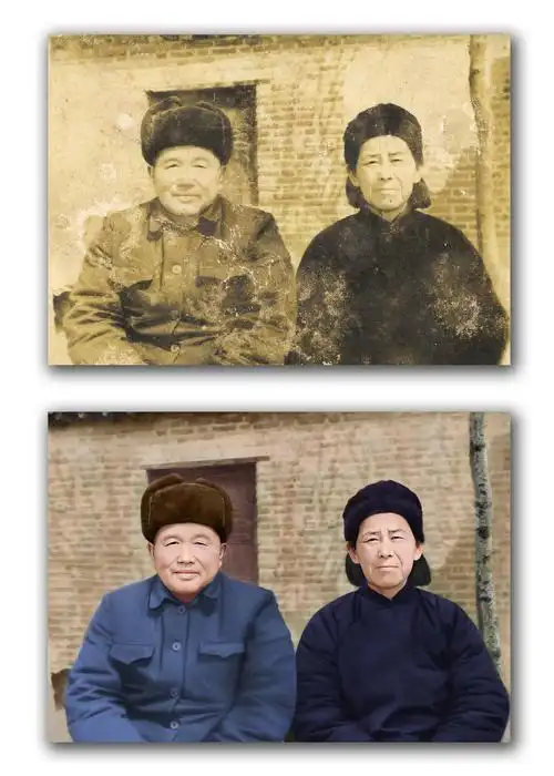 八十年代,破损老人老照片翻新,修复,着色.北京老照片修复关注