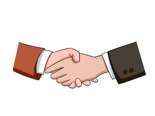 手绘卡通两只手元素握手png素材