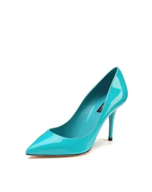 > 女款蓝绿色简约时尚尖头高跟鞋