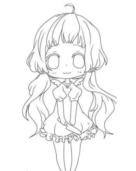 q版人物女长发简笔画