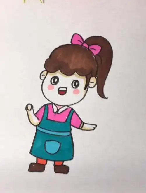 马尾辫小姑娘,手绘简笔画!-度小视