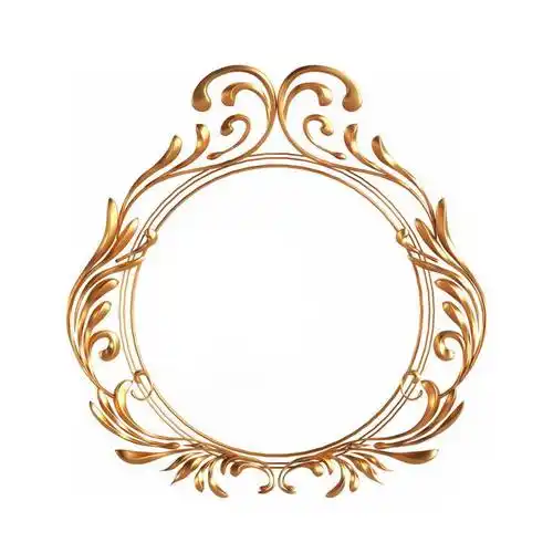 3d立体风格金色欧式图案组成的圆形边框装饰3183152免抠图片素材