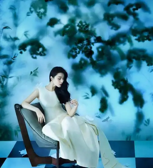 范冰冰高调拍大片,一袭绸质长裙优雅又高级,黑发如瀑女人味十足