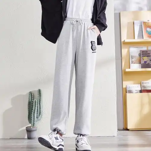 唐狮秋季新款运动裤女休闲裤宽松抽绳束脚显瘦小熊魔术贴in潮