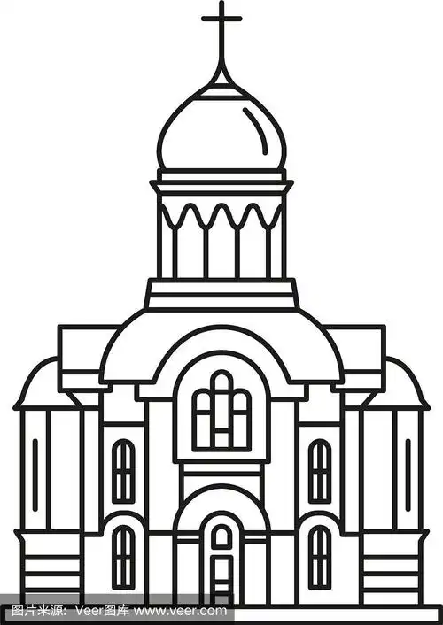 教堂图标轮廓风格