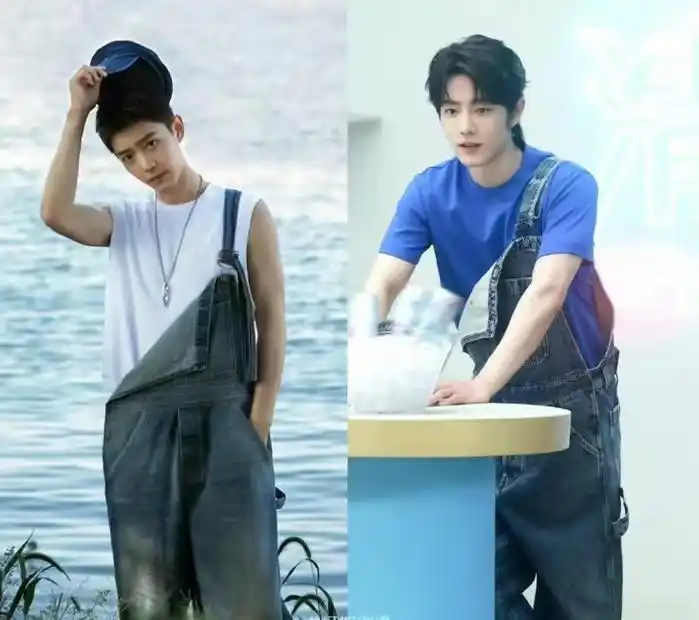 肖战背带裤造型引热议!藏不住的胸肌,少年感满满